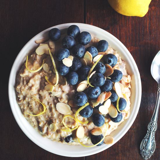 Blueberry Almond and Lemon Porridge - Recipe photo by mintandrosemary