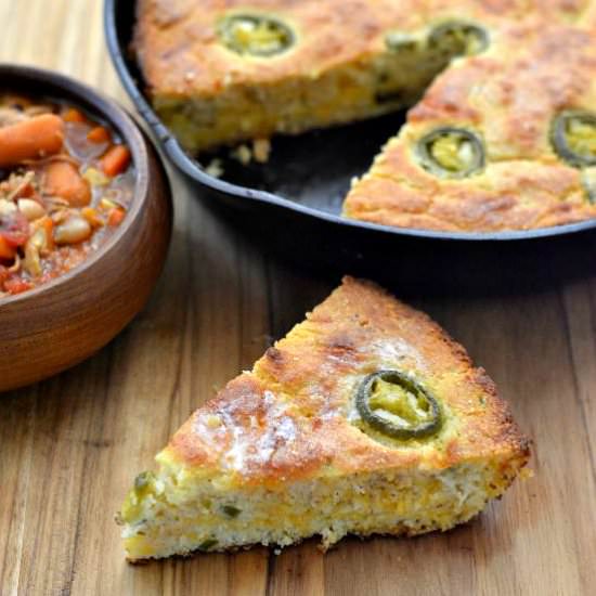 Jalapeno Cheddar Skillet Cornbread - Recipe photo by flouronmyface