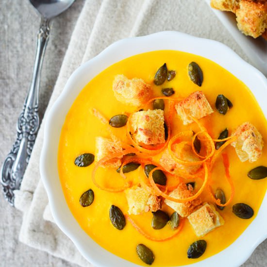 Cream of Carrot Soup - Recipe photo by mintandrosemary