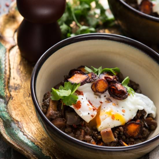 Puy Lentil with Poached Egg - Recipe photo by Multiculti