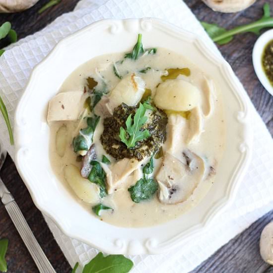 Chicken Mushroom Alfredo Soup - Recipe photo by thegoldlininggirl