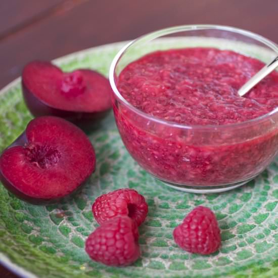 Raspberry and Plum Chia Seed Jam - Recipe photo by JENNIFERMEDHURST