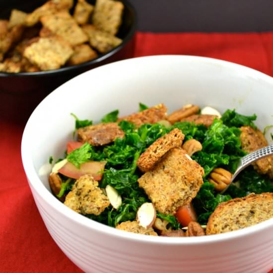 Sweet Kale Salad & Croutons - Recipe photo by buildyourbite