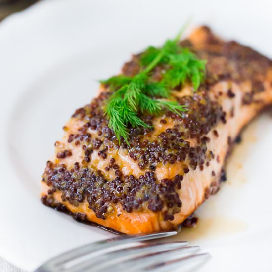 Mustard crusted Salmon - Recipe photo by Feasting at Home