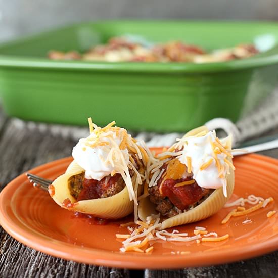 Tacos in Pasta Shells - Recipe photo by picsandpastries