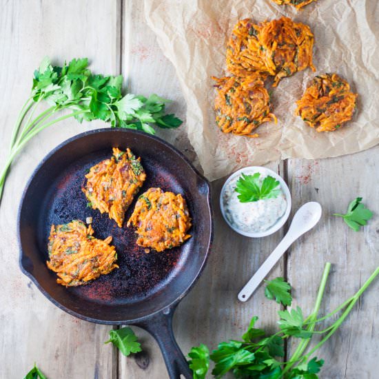 Sweet Potato Kale Latkes - Recipe photo by tassedamour
