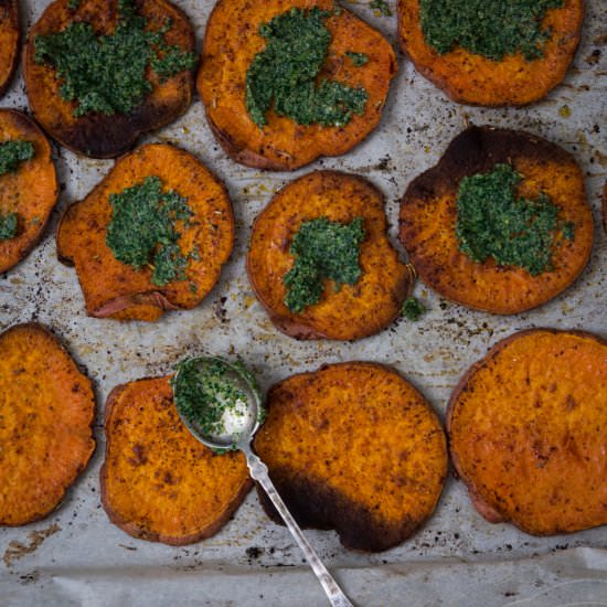 Roasted Sweet Potato + Kale Pesto - Recipe photo by soul-beet