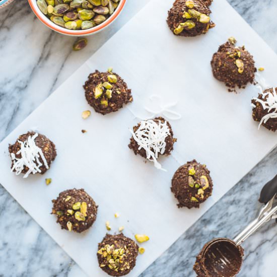 Chocolate & Pistachio Power Bites - Recipe photo by theblondechef