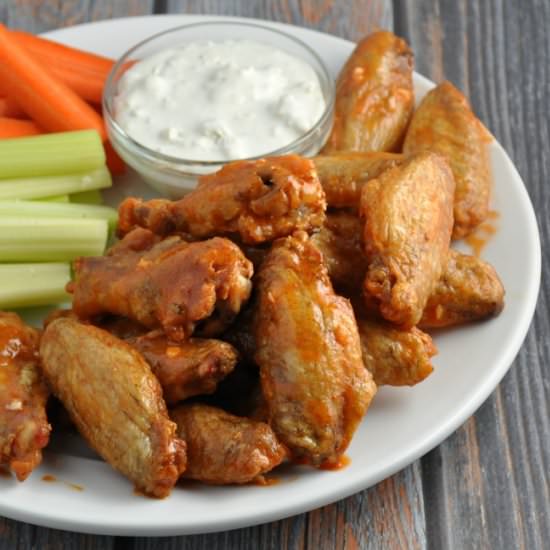 Crispy Baked Buffalo Wings - Recipe photo by PinchandSwirl