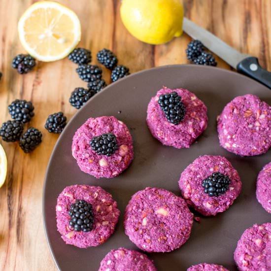 Raw, Vegan lemon blackberry cookies - Recipe photo by rhiannonveganmelbourne