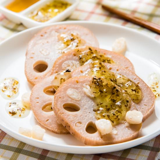 Honey Lotus Root with Sticky Rice - Recipe photo by omnivorescookbook