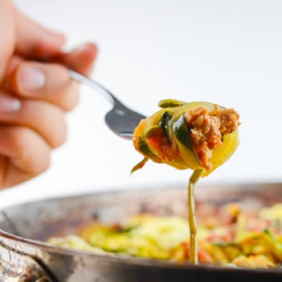 "Baked Ziti" Zucchini Zoodles - Recipe photo by foodefile