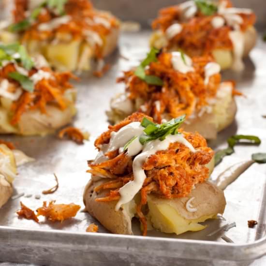 Buffalo Chicken Potato Smashers - Recipe photo by simple roots