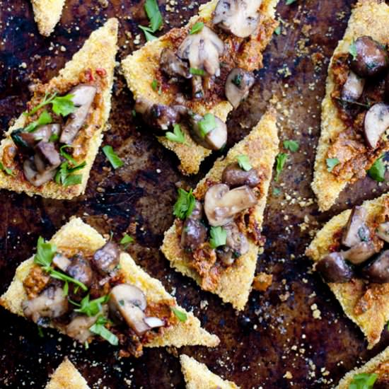 Crispy Baked Polenta with Pesto (V) - Recipe photo by OurFourForks