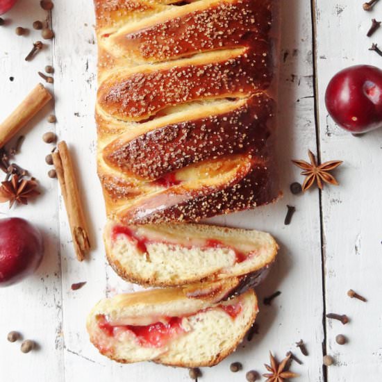 Spiced Plum & Marzipan Braid - Recipe photo by Domestic Gothess