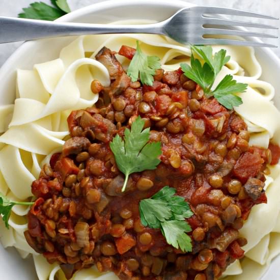 Crock Pot Lentil Bolognese - Recipe photo by crissy0316