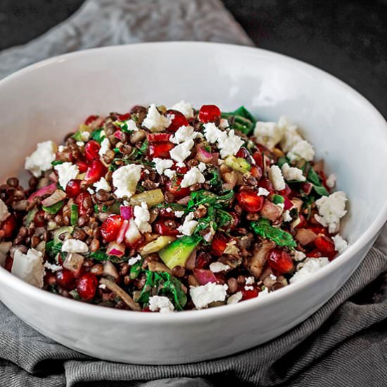 Lentil Salad with Pomegranates - Recipe photo by The Mediterranean Dish