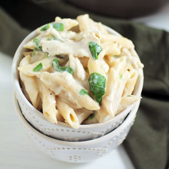 Healthier Chicken Spinach Alfredo - Recipe photo by lifeasastrawberry