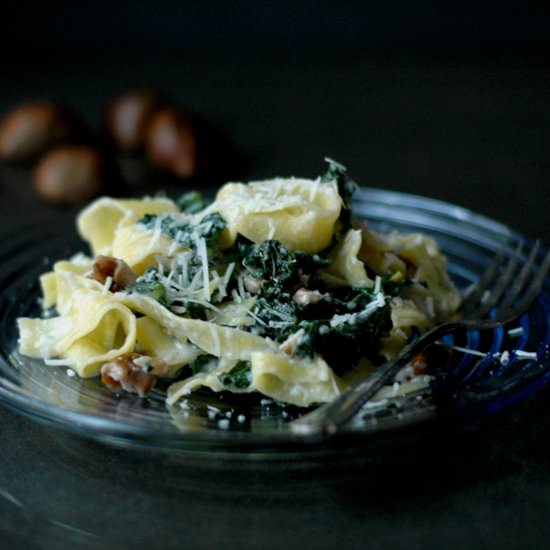 Pappardelle with Kale & Chestnuts - Recipe photo by alocalchoice