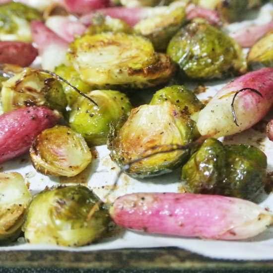 Roasted Brussels Sprouts & Radishes - Recipe photo by eesingle