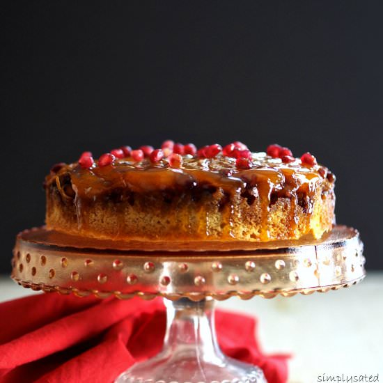 Pomegranate Pear Upside-Down Cake - Recipe photo by simply sated