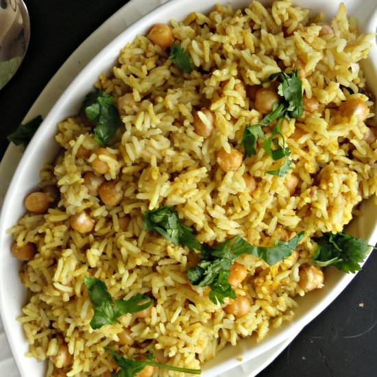 Chickpea pulao - Recipe photo by sathyapriya