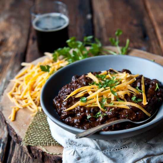 Short Rib Black Bean Beer Chili - Recipe photo by TheBeeroness