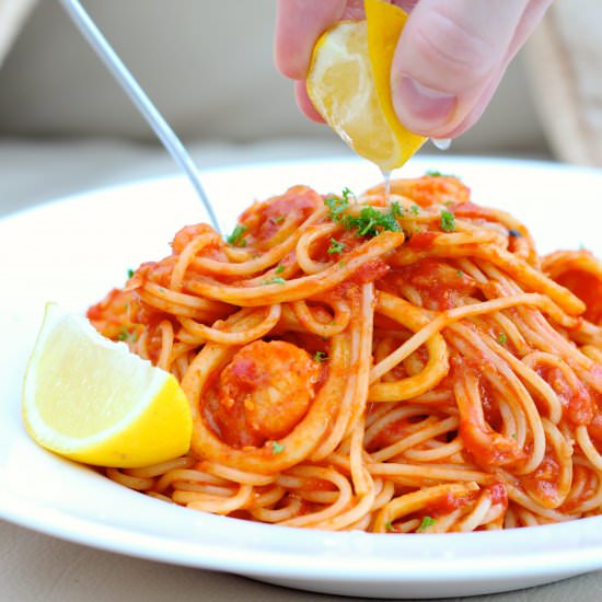 Calamari and Vodka Spaghetti - Recipe photo by FancyAssFood
