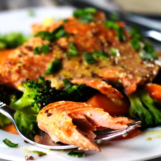 Miso- Dijon Glazed Salmon - Recipe photo by Cooks With Cocktails