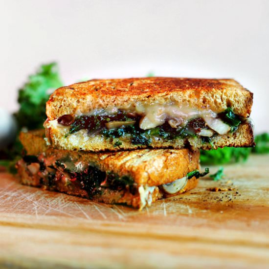 Kale and Mushroom Grilled Cheese - Recipe photo by chubbysoul