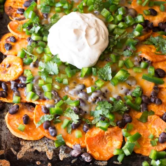Loaded Sweet Potato Nachos - Recipe photo by cakenknife