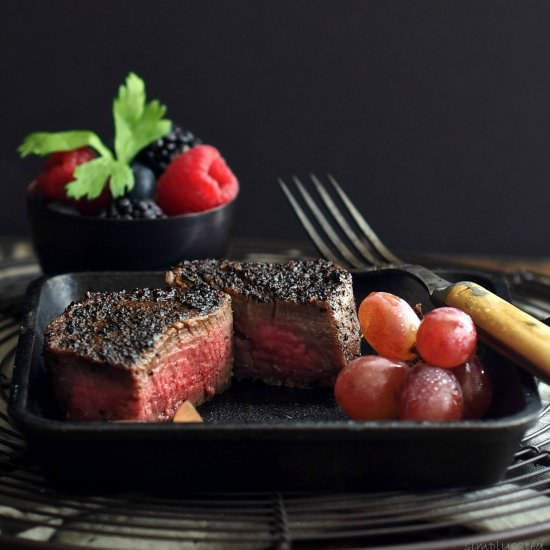 Coffee-Crusted Steak - Recipe photo by simply sated