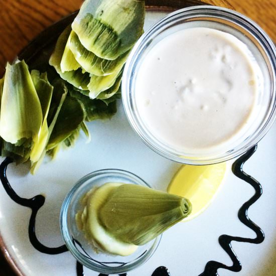 Artichoke and Hollandaise Dip - Recipe photo by The Vanilla Plum