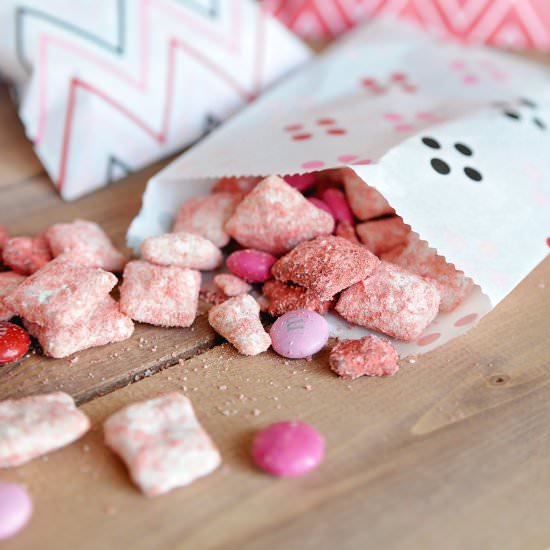 Valentine Puppy Chow - Recipe photo by bysarahhalstead