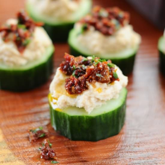White Bean & Sun Dried Tomato Cukes - Recipe photo by theminiaturemoose