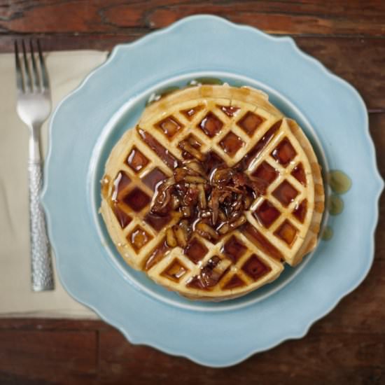 Waffles with Apple Bacon Compote - Recipe photo by taniacolamarino.com