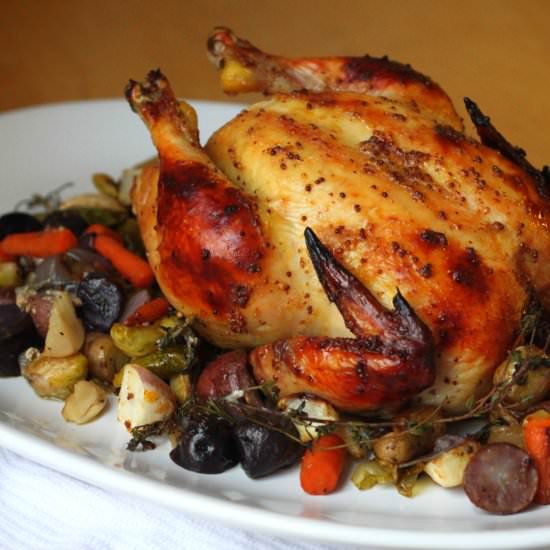 Fig-Orange-Mustard Roast Chicken - Recipe photo by jenessasdinners