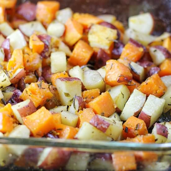 Roasted Sweet/Red Potatoes Rosemary - Recipe photo by audreysapron