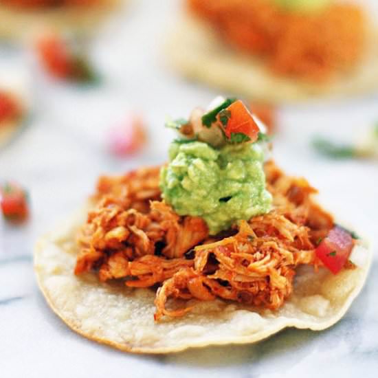 Chicken Tinga Mini Tostadas - Recipe photo by adoring-kitchen
