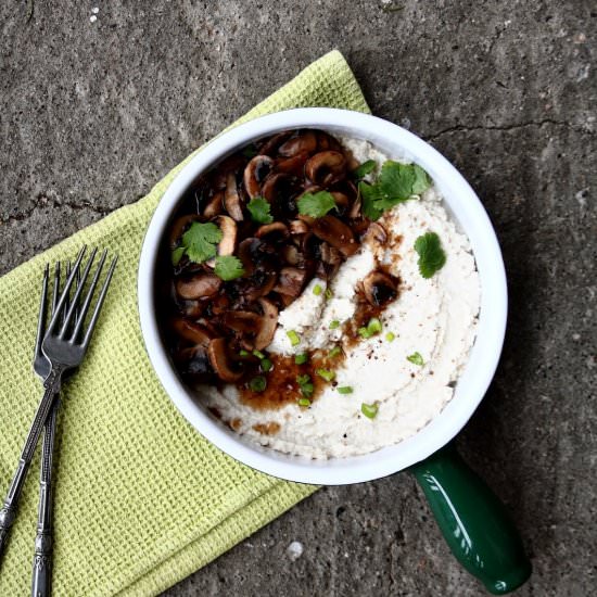 Cauli Mash + Tamari Mushrooms - Recipe photo by bluelij