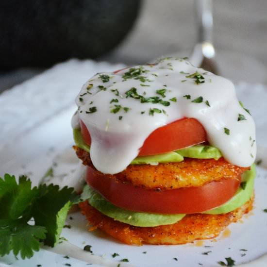 Polenta Benedict - Recipe photo by The Vanilla Plum