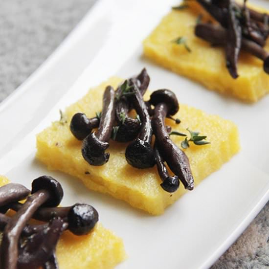 Polenta Crostini with Mushroom - Recipe photo by brunchnbites