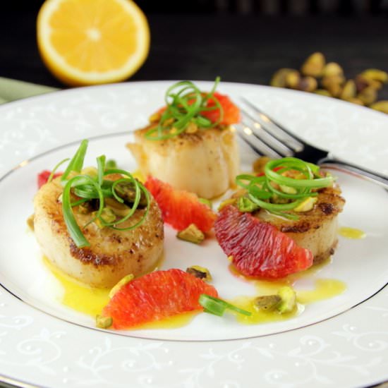 Scallops, Pistachios and Citrus - Recipe photo by brisketandbagels