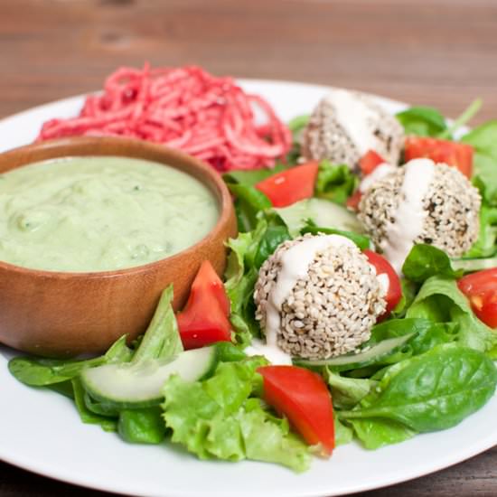 Raw Falafels with Tzatziki Sauce - Recipe photo by shinewithnature
