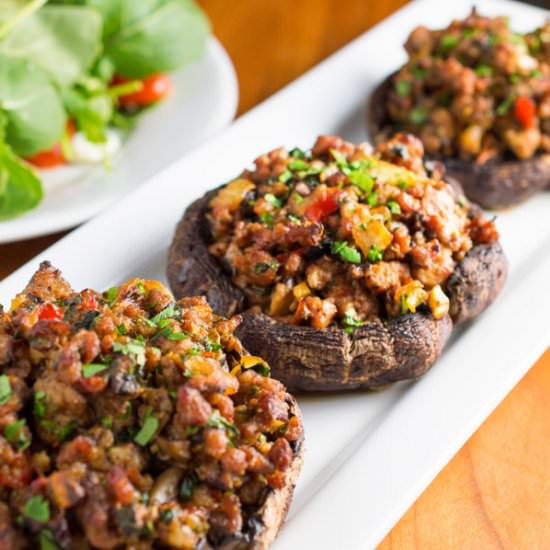Sausage Stuffed Portobellos - Recipe photo by awholenewtwist.com