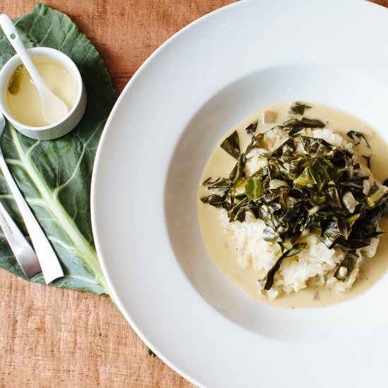 Coconut Braised Collard Greens - Recipe photo by fmitk