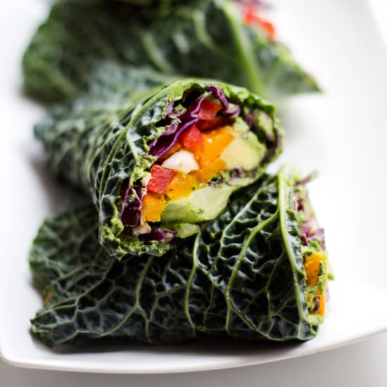 Raw Veggie Wraps with Arugula Pesto - Recipe photo by notyourstandard