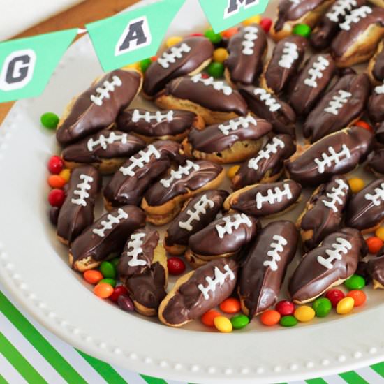 Mini Snickers Football Eclairs - Recipe photo by devimcdonald