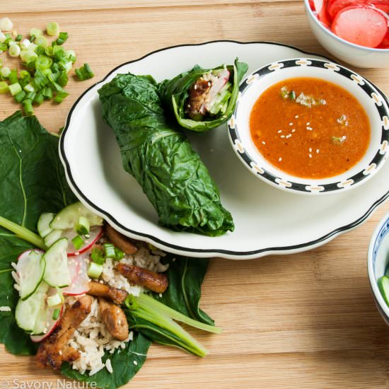 Korean Chicken Swiss Chard Wraps - Recipe photo by SavoryNature