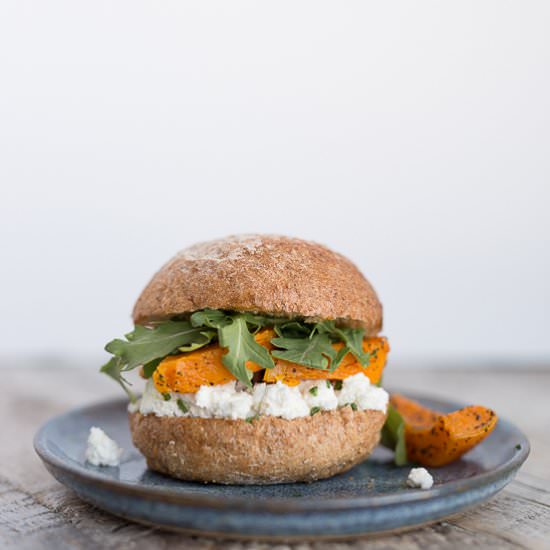 Maple Squash & Ricotta Sandwich - Recipe photo by LoveAndGarnish